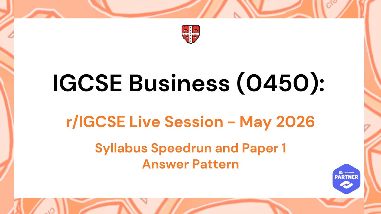 IGCSE Business (0450) Syllabus Speedrun and P1 Revision (M/J 2026 ...