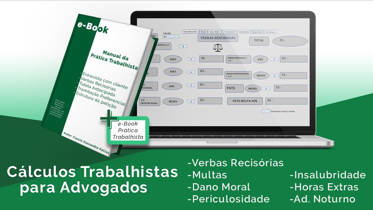 PLANILHA CÁLCULOS TRABALHISTAS 7 em 1 PARA ADVOGADOS