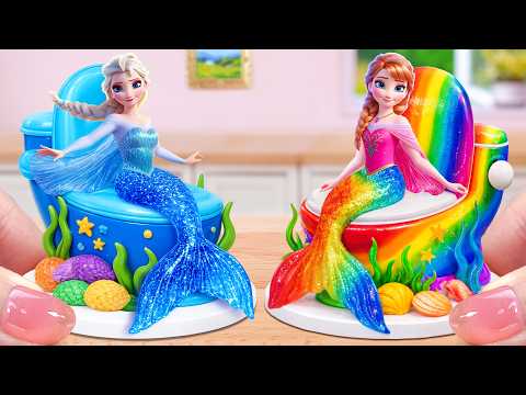 Elsa and Anna Mermaid Cake🧁Cool Miniature Princess Cake Decorating Step By Step💕Mini Cakes