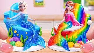 Elsa and Anna Mermaid Cake🧁Cool Miniature Princess Cake Decorating Step By Step💕Mini Cakes