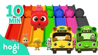 best 5 learn colors with slidehogis friend five little buses candy morepinkfong hogi