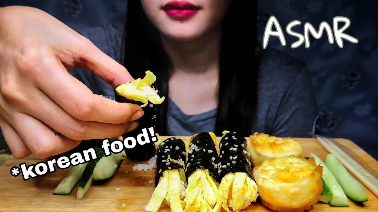 KIMBAP + DEEP FRIED EGG ASMR Korean Food Gimbap Mukbang Masarap