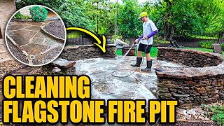 Moss and Lichen Removal - Soft Wash on Stone Patio and Firepit!