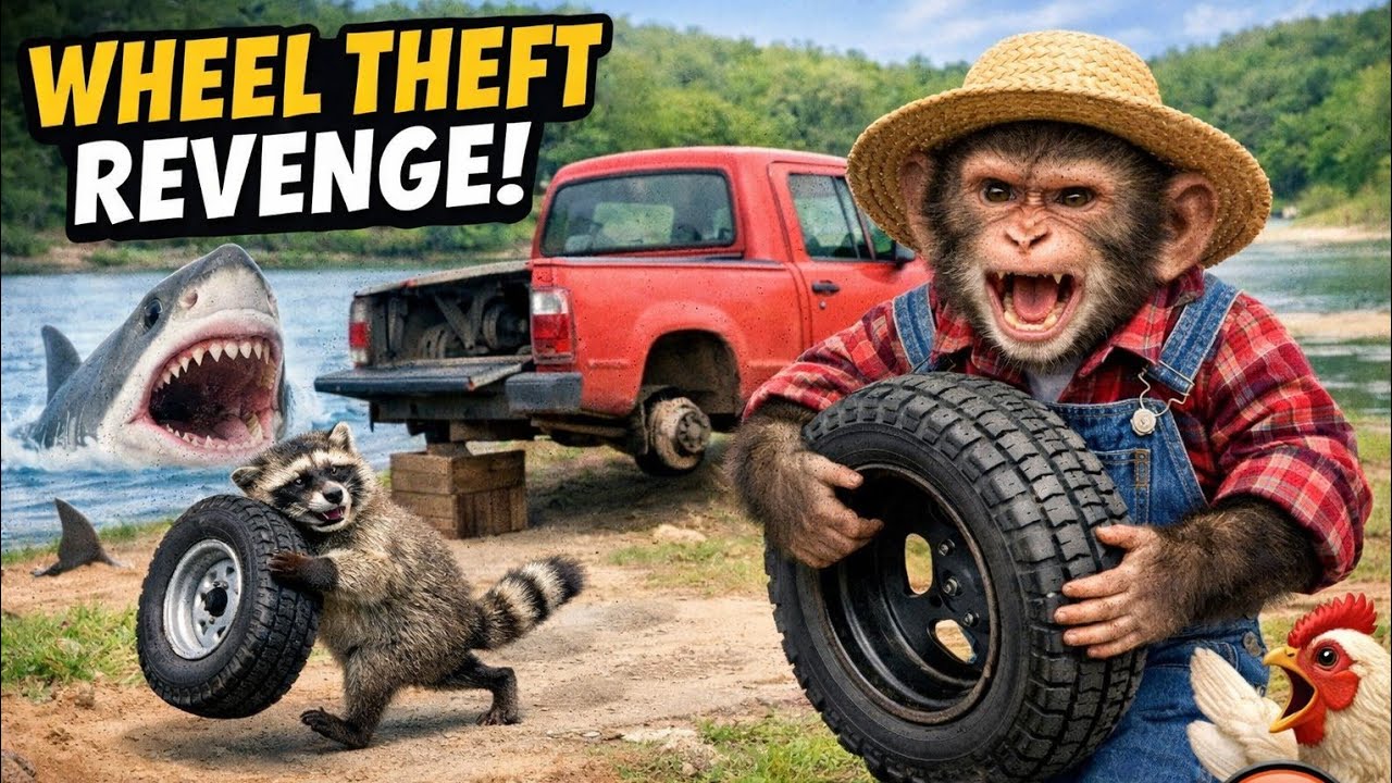 Кража колеса: находчивый фермер-обезьяна вернул колесо на ферме у озера Шарк | Забавные обезьянки...