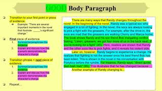 Literary Analysis Body Paragraph Sub Lesson