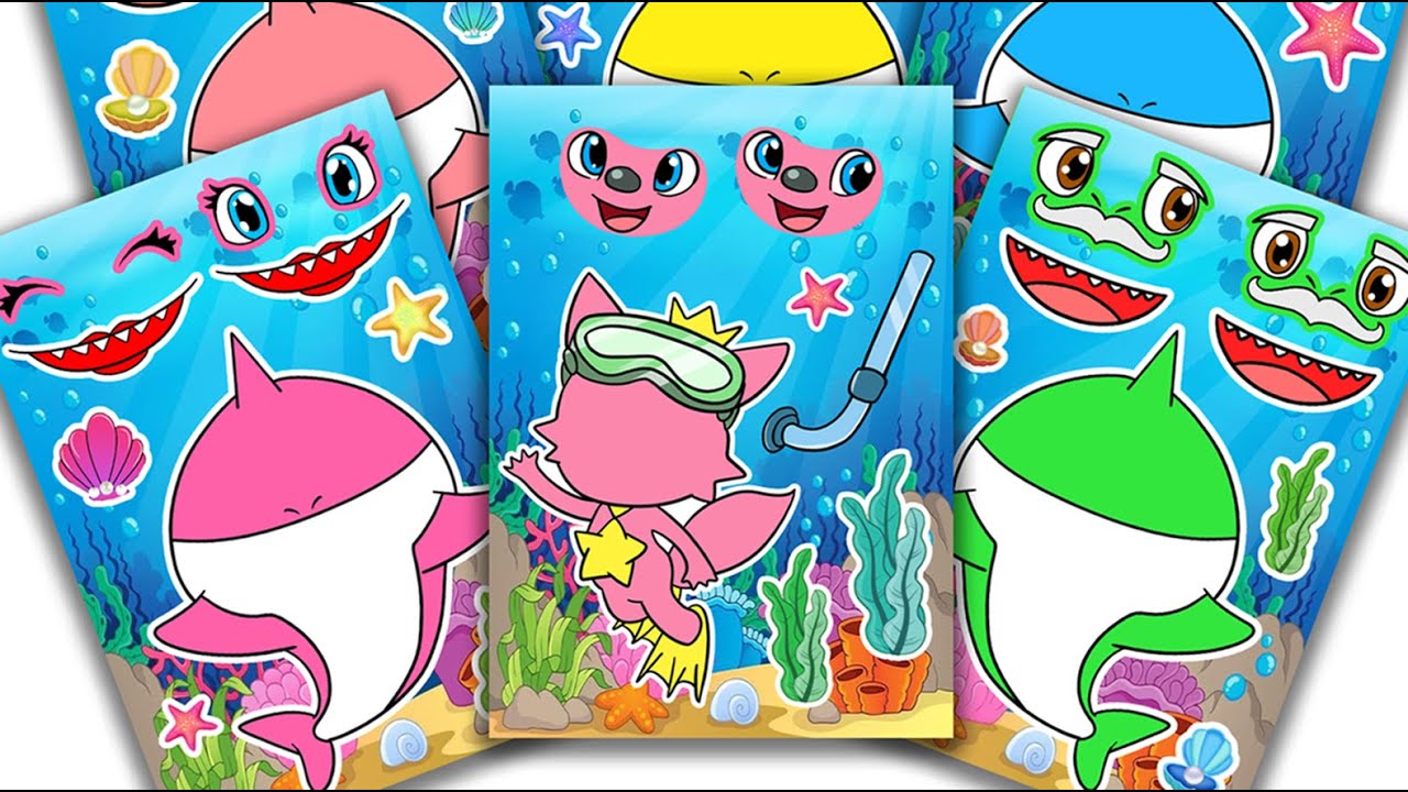 Peel & Play💞Incredibox Sprunki Sticker Book - Baby Shark, PinkFong