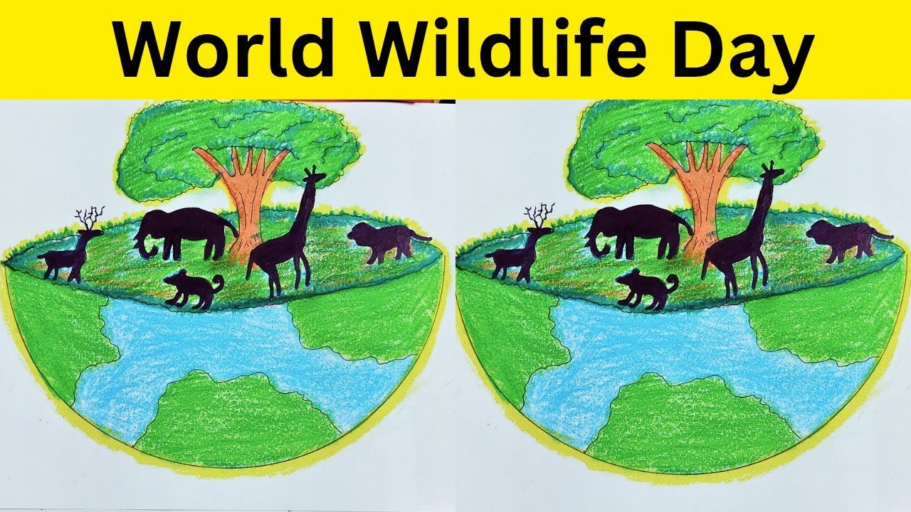 World Wildlife Day Drawing / World wildlife day poster / Save wildlife Drawing / Wildlife Day