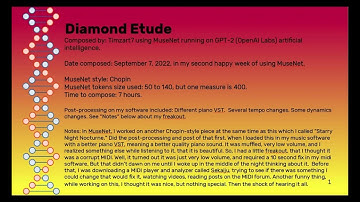 Diamond Etude -- composed using MuseNet artificial intelligence by OpenAI
