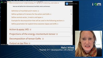 Helvi Witek - Tutorial: 3+1 decomposition with xTensor - IPAM at UCLA