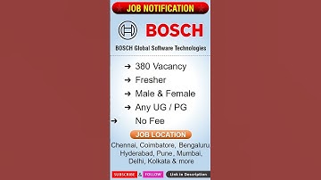 IT JOB | BOSCH Global Software Technologies | Recruitment JULY 2024 | Chennai, Coimbatore | in Tamil