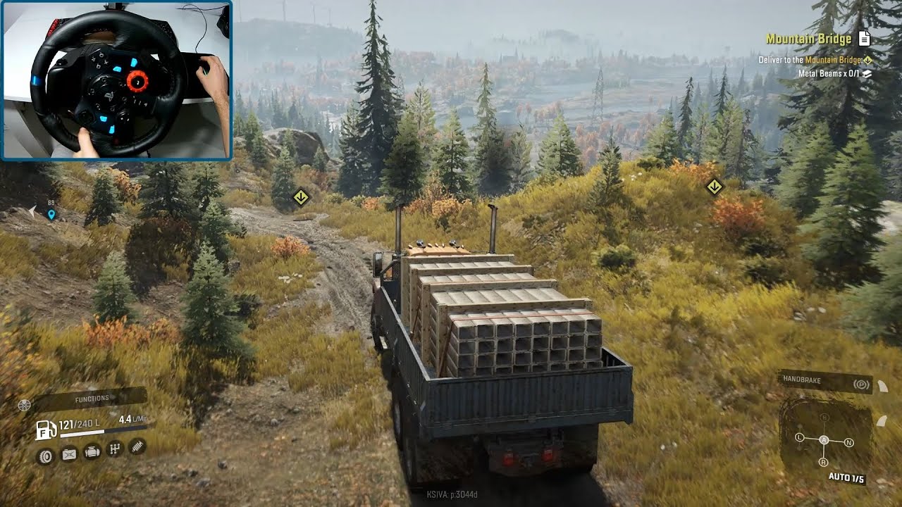 SnowRunner - Repairing the Mountain Bridge (GMC MH 9500) | Logitech G29 POV Drive Gaming