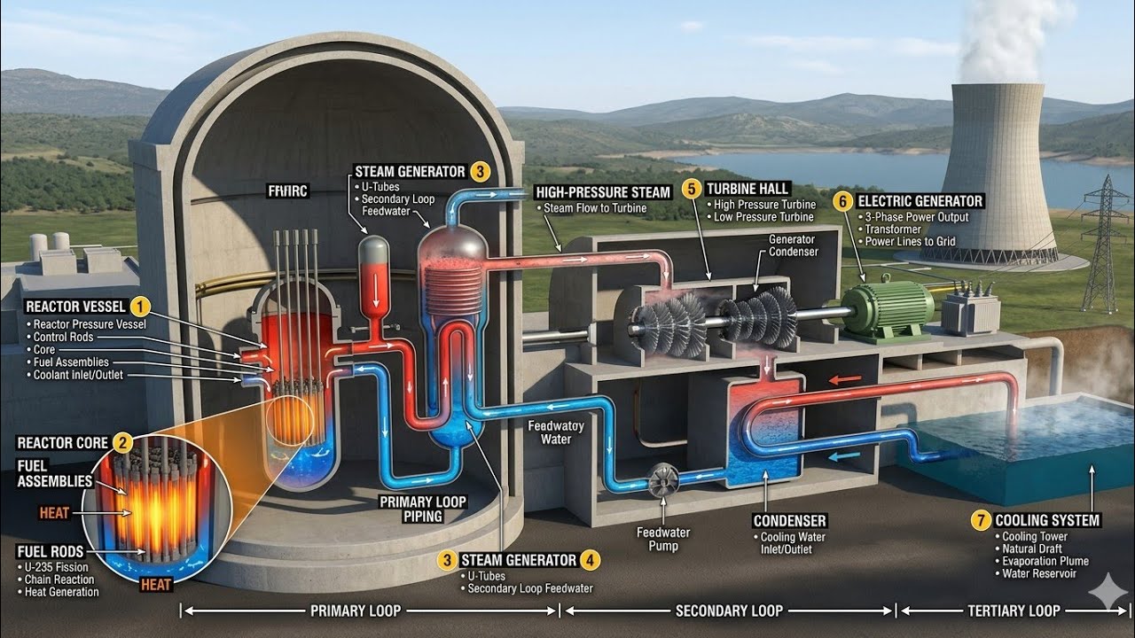 Pwr nuclear power plant working animation - YouTube