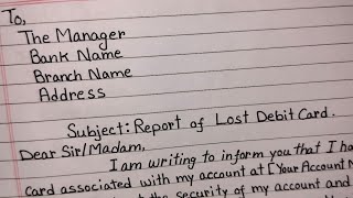 Application for new ATM Debit Card in English if ATM lost || Request letter lost Debit Card ||