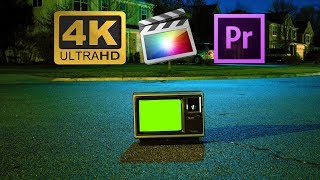 TV on Scary Street with Lightning Storm Effects - Green Screen Free 4K