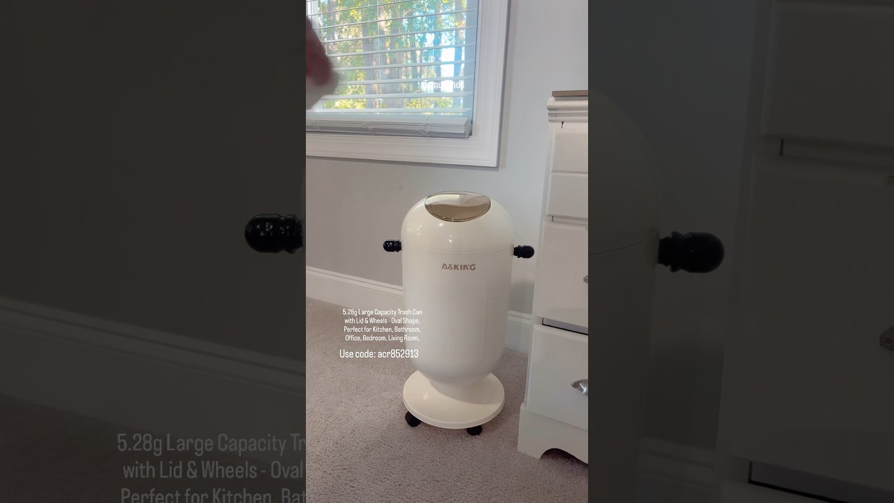 Trash Can with Lid & Wheels - Flip-Top Design, Oval Shape, use Code  [acr852913] 