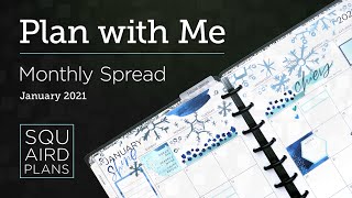 Plan With Me January 2021 Squaird Plans Monthly Spread Clic Happy Planner