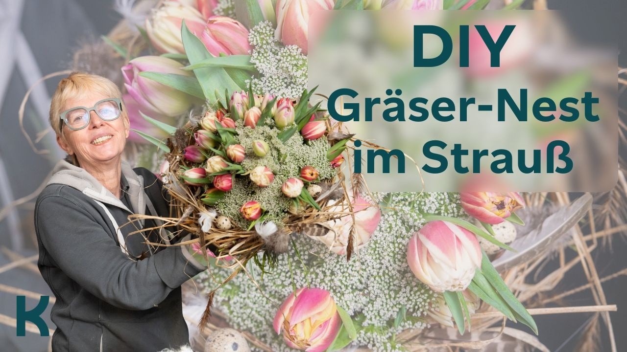 Tulpenstrauß im Grasnest – natürlich & frühlingshaft gestaltet