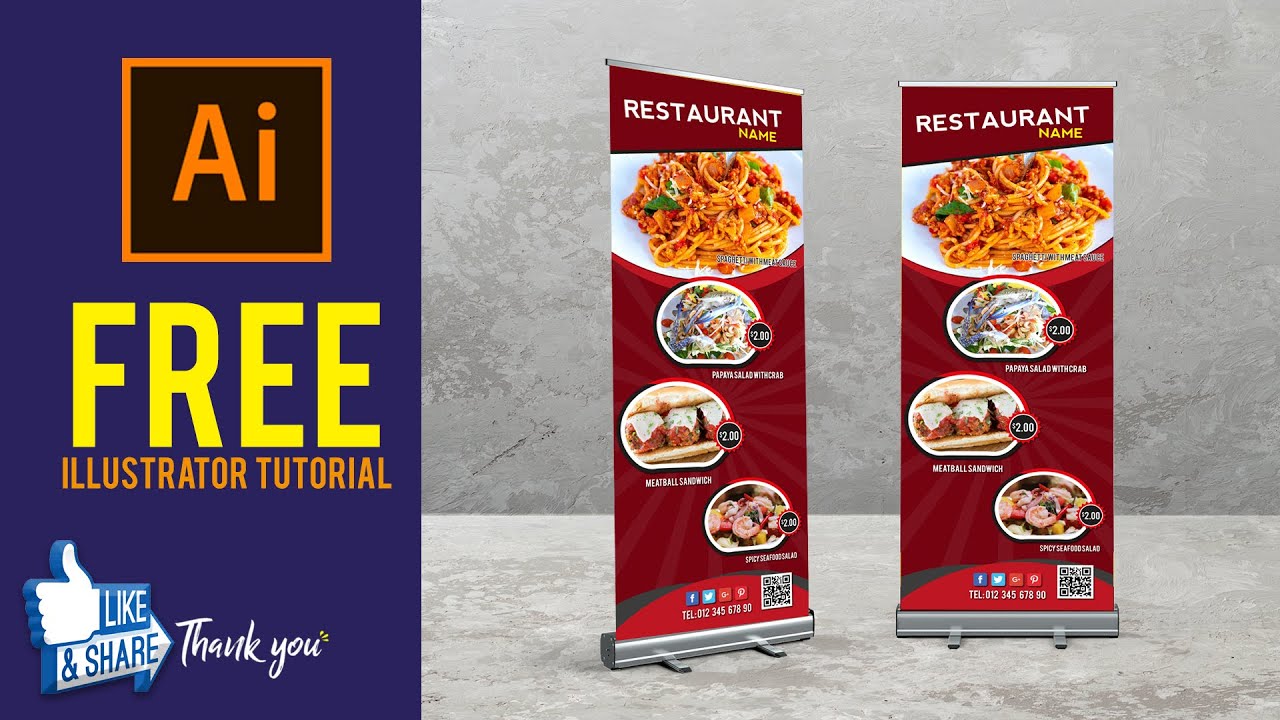 Make a Fantastic Food Roll Up Banner | Illustrator Tutorials