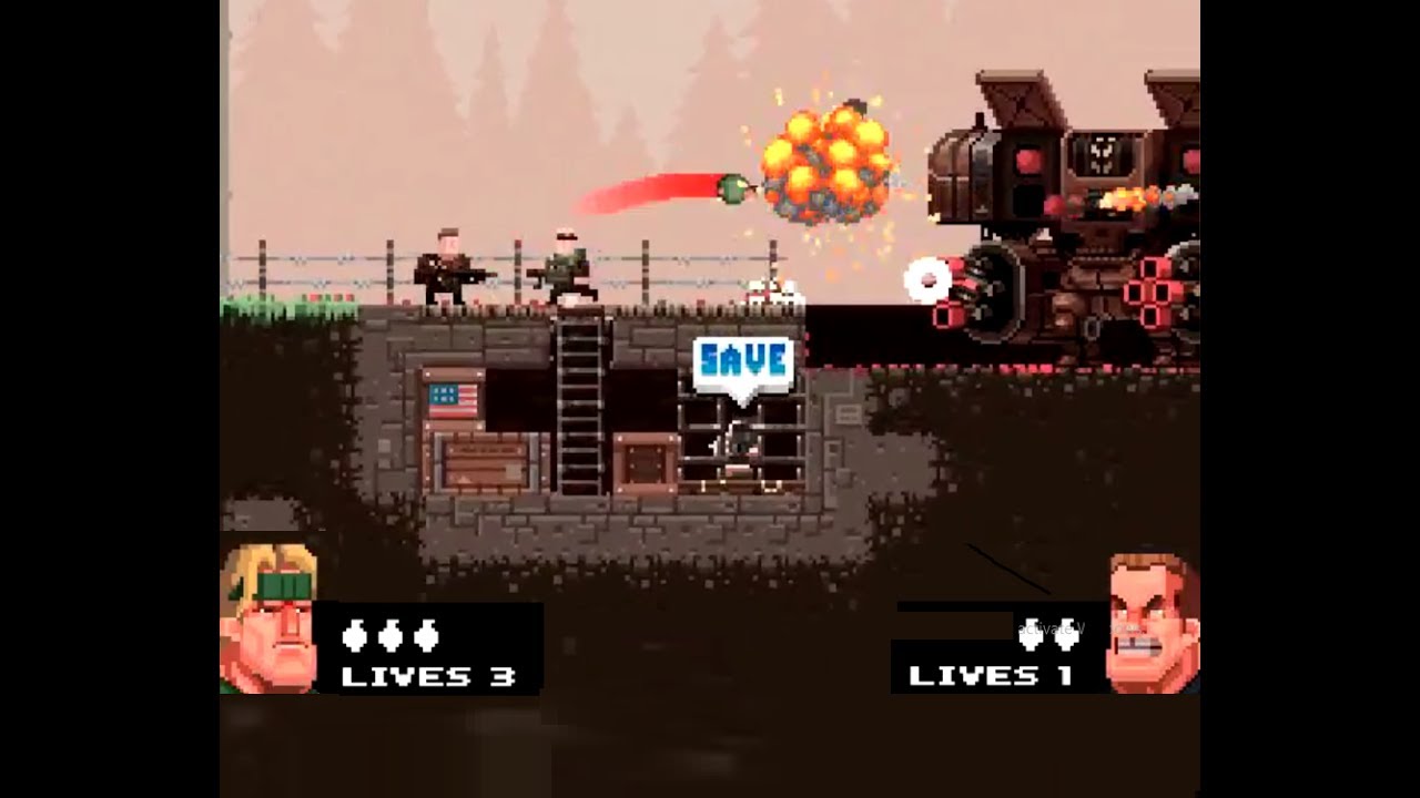 ExpendaBros (Broforce) 2 Player Coop - Full Gameplay