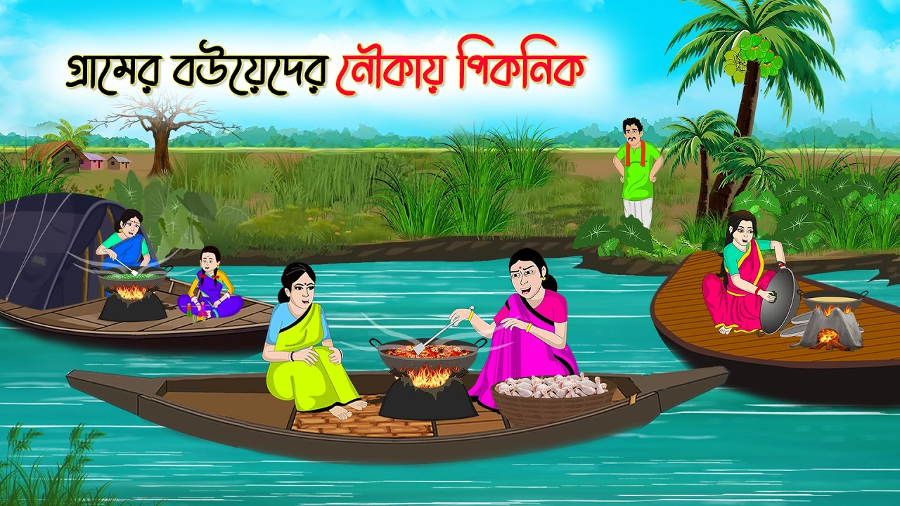 গ্রামের বউয়েদের নৌকায় পিকনিক | Bangla Golpo | Thakurmar Jhuli | Rupkothar Cartoon
