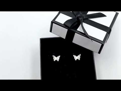 Срібні сережки гвоздики Метелик БС1325 розмір 10х8 мм вага 1.35 г, видео 1