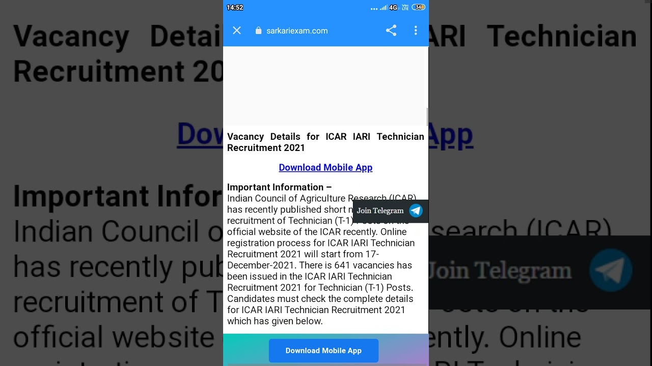 ICAR IARI Technician Recruitment 2021an Council of Agriculture Research (ICAR) IARI)