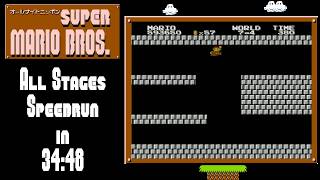 All Night Nippon Super Mario Bros. All Stages Speedrun in 34:48