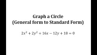 Graph a Circle: Write the Equation in Standard form 2x^2+2y^2+16x-12y+18=0