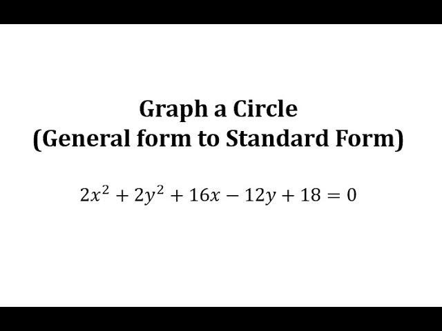 Graph A Circle Write The Equation In Standard Form 2x 2 2y 2 16x 12y 18 0 Youtube
