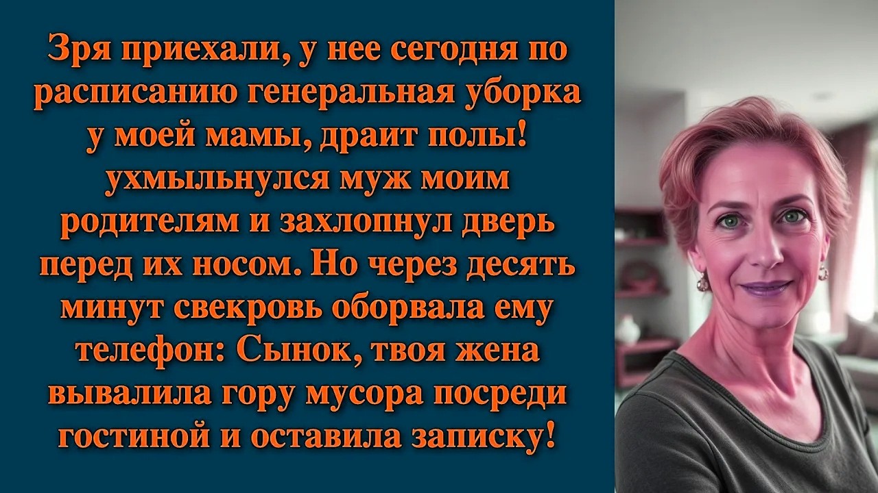 Зря приехали, у нее сегодня по расписанию генеральная уборка у моей мамы, драит полы! ухмыльнулся
