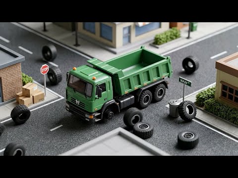 Green Dump Truck Lost Tires! 🚚💨 Shape Rescue Mission with Police Car & Excavator   Kids Songs