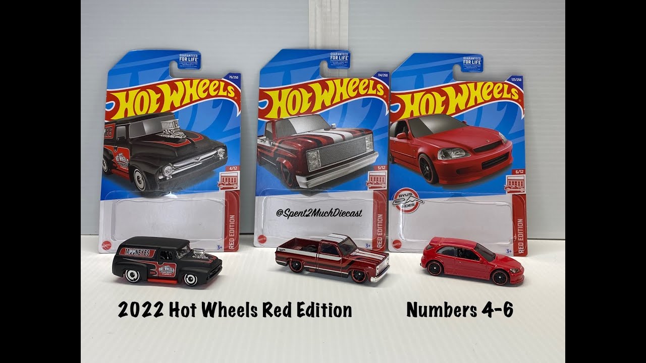 Hot Wheels Red Edition (Target) 2022 - Number 4-6 | Diecast Unboxing |  Silverado, Honda EK9, F-100