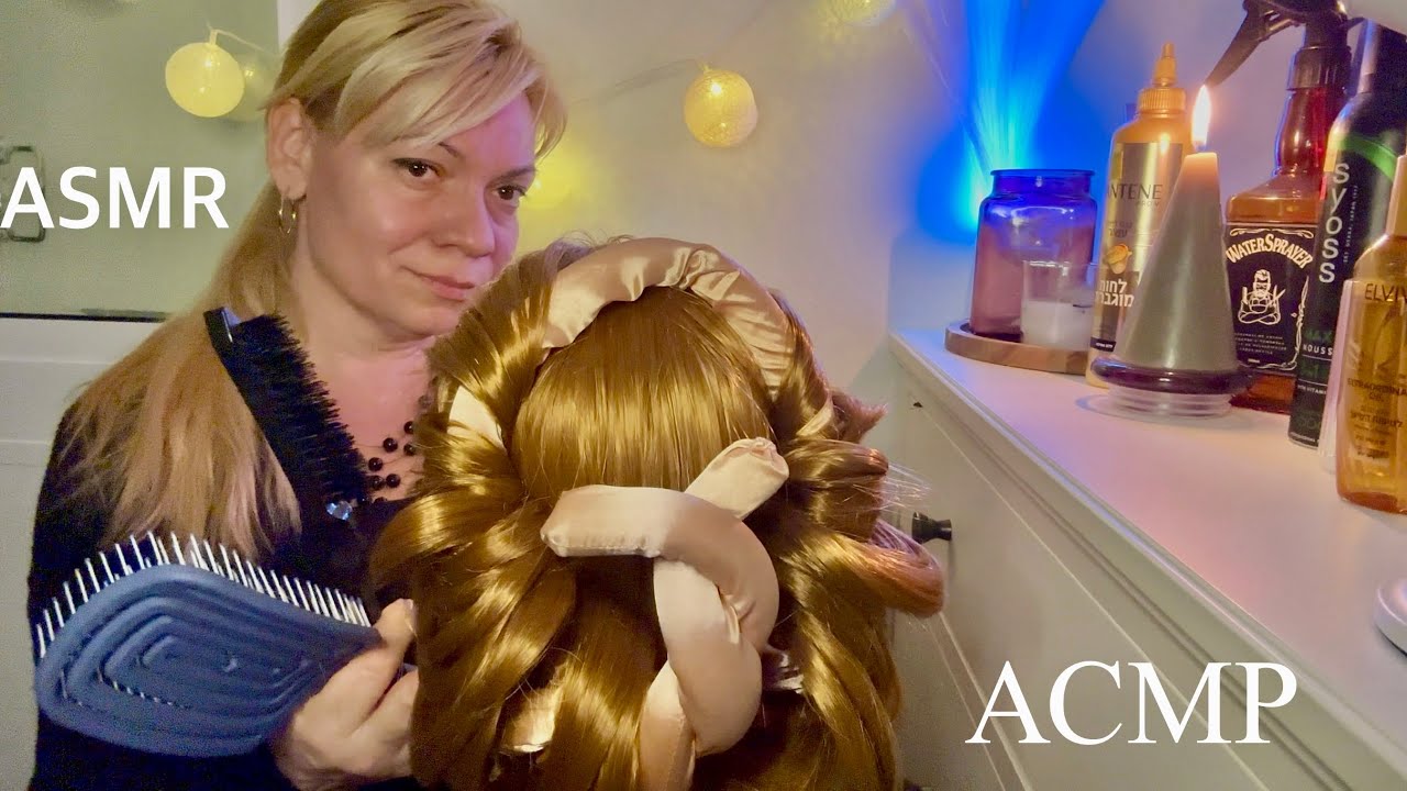 АСМР Накручу волосы на мягкие бигуди🤍Расчесывание  волос  и укладка .Парикмахер