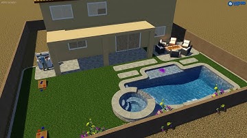 Fox Backyard Project- Final Rendering- Thunderbird Pools and Spas- Phoenix Pool Builders