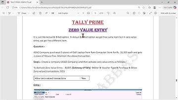 ZERo VALuE EnTRY