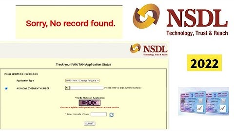 Pan No Record Found | NSDL Sorry No Record Found