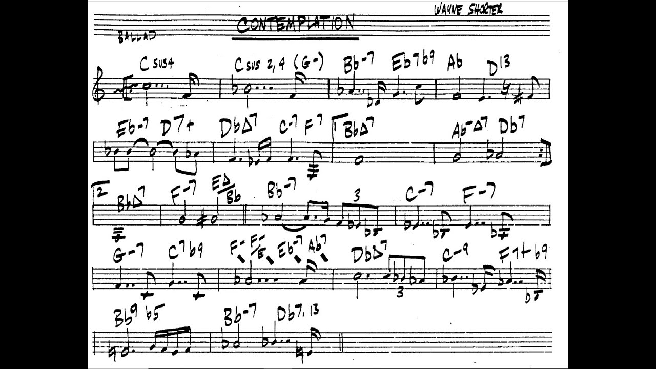 BACKING TRACK - CONTEMPLATION (Wayne Shorter) C 80 BPM SWING BALLAD