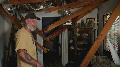 Tree collapses into family's home in Nort Texas after severe storms sweep the area
