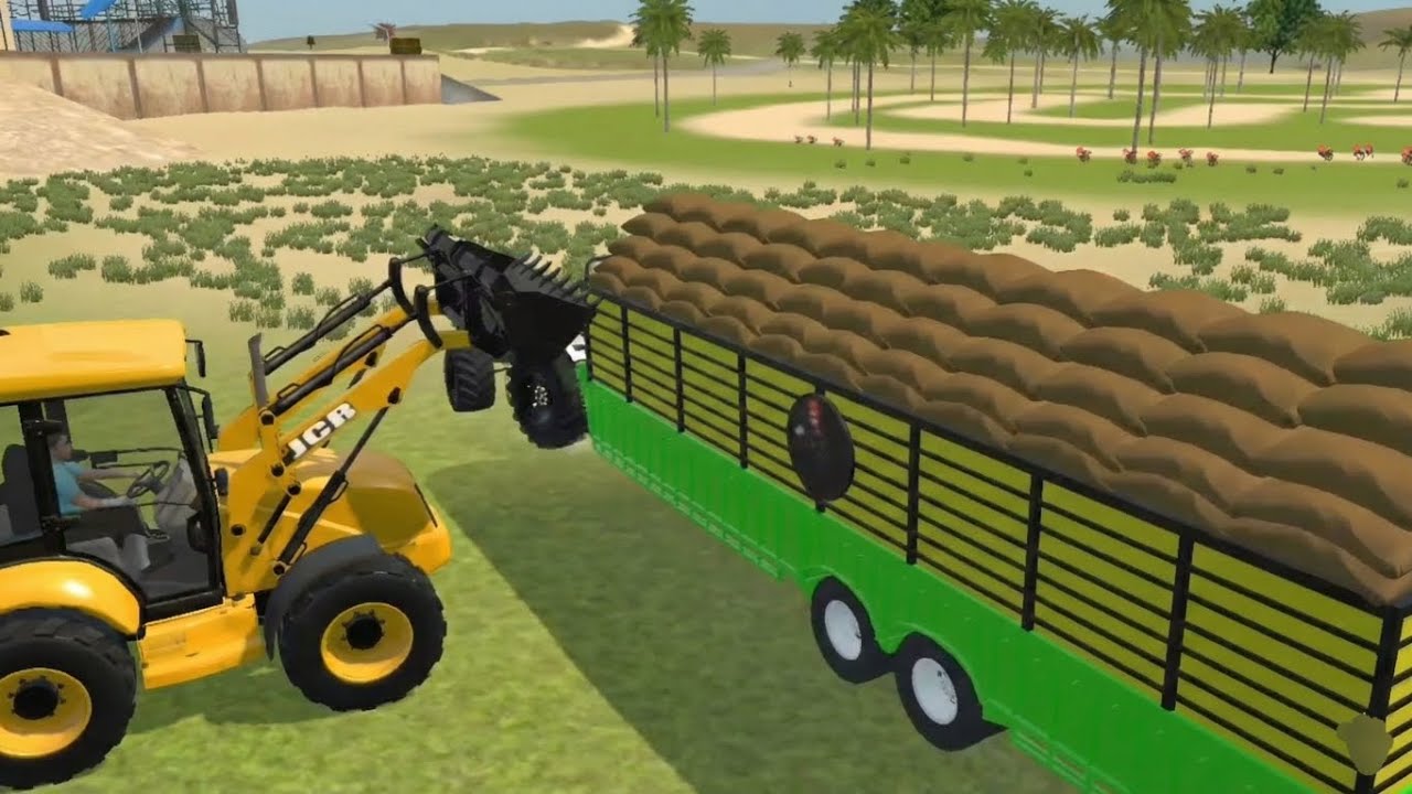 Loading Bori In Big Trolly With JCB 