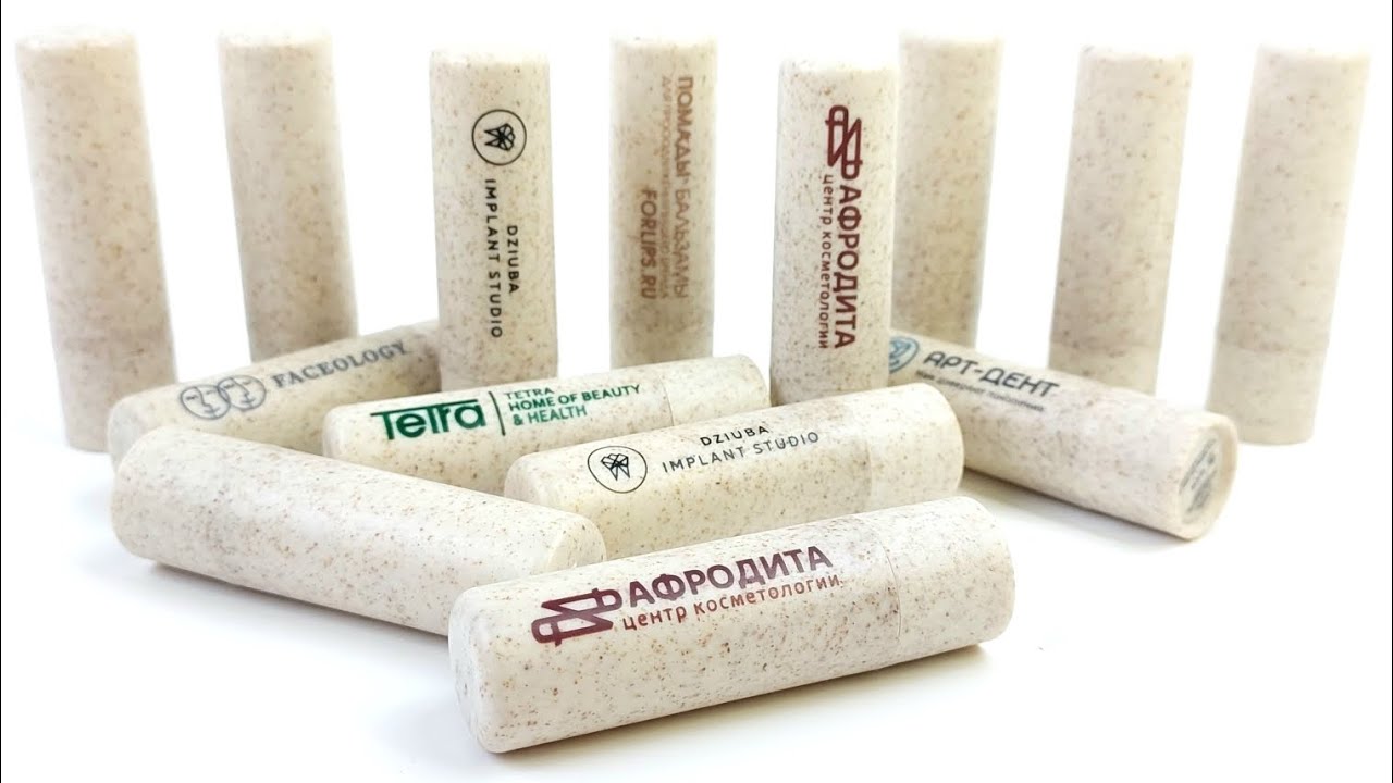 Помады из эко пластика Nature с логотипом на заказ от 2-5 дней
