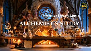 The Alchemistโs Study | Cozy Fireplace Ambience & Immersive Fantasy Music | 1.5 Hours