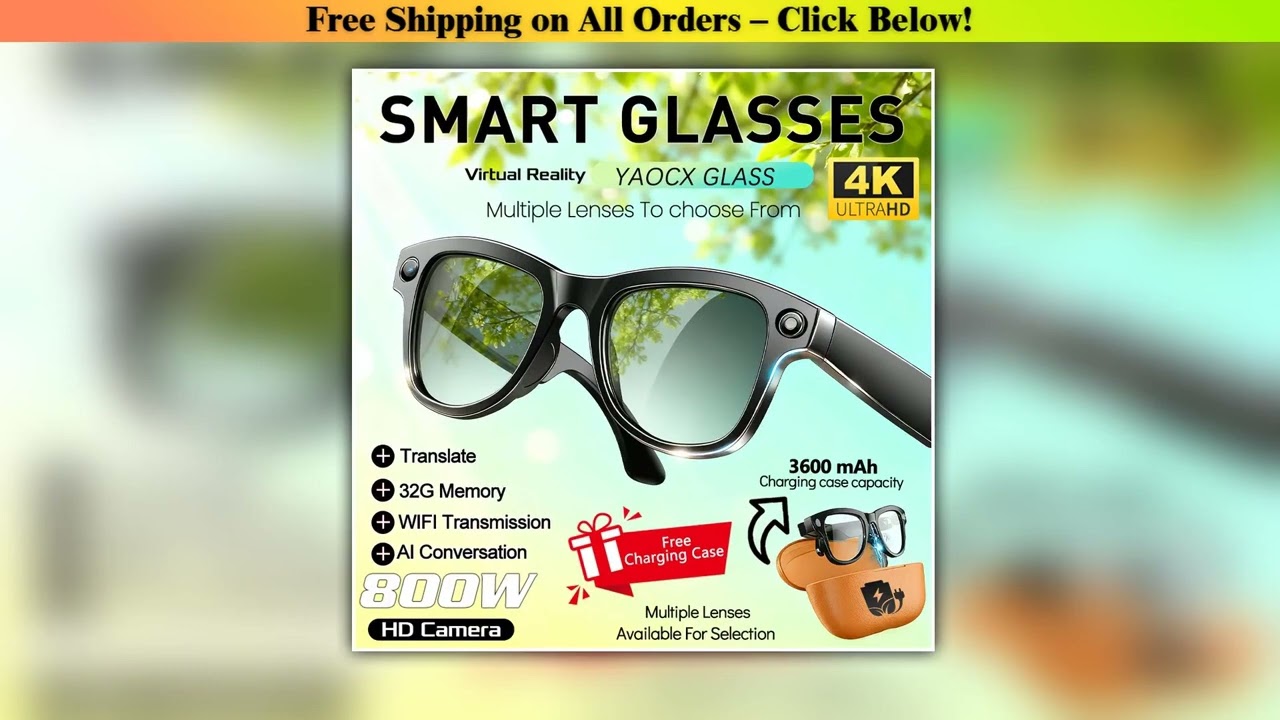 2026 New Smart Glasses with Camera Video Recording AI Photo Recognition Bluetooth Call Voice