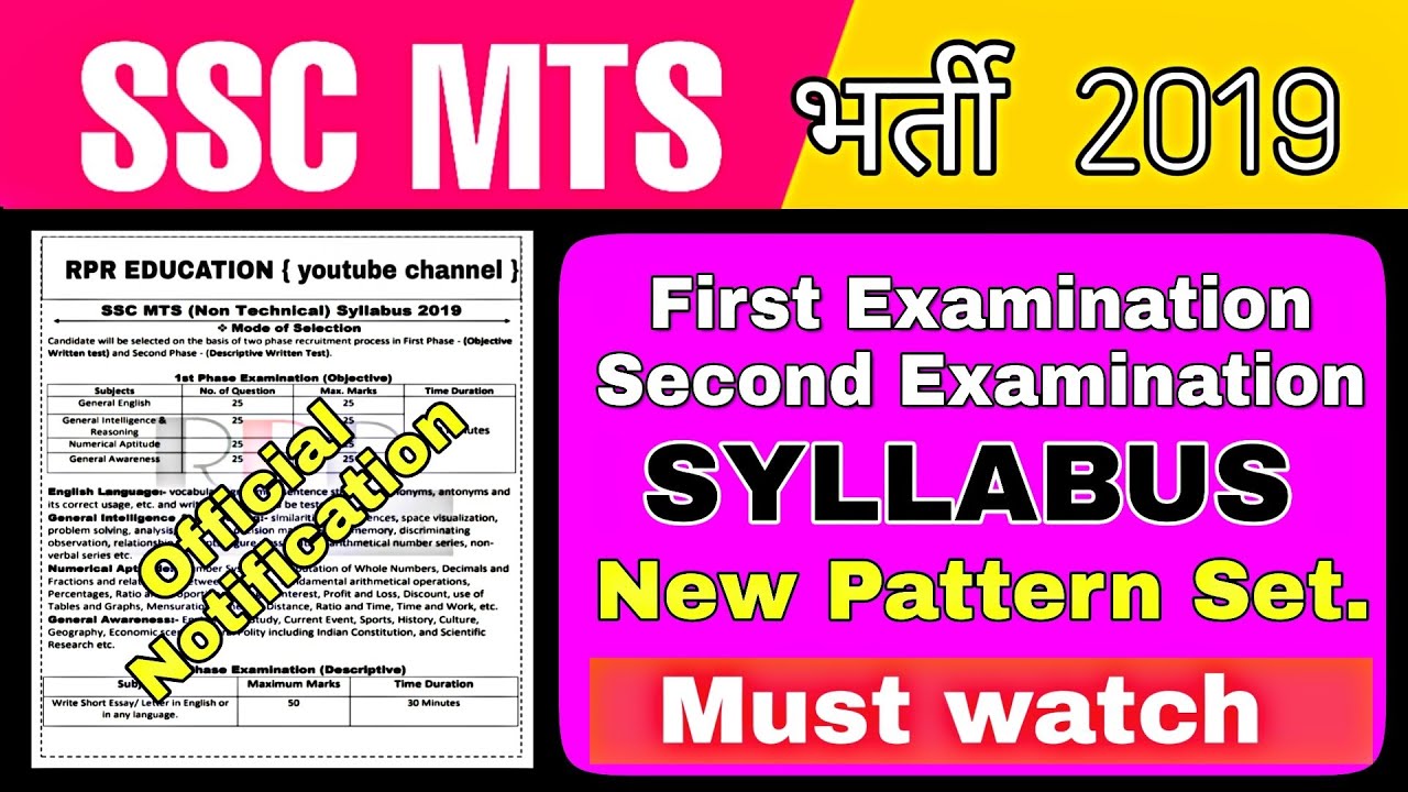 SSC MTS vacancy-2019 1st & 2nd Examination | Syllabus | New pattern Practice set-2019