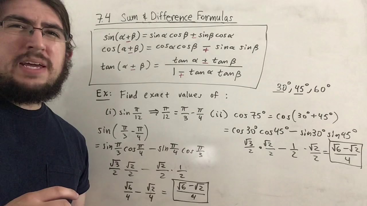 Sum and Difference Formulas - YouTube