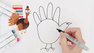 How to Draw A Cute Turkey 🦃 ✋ | Thanksgiving Turkey drawing | Easy drawing and coloring for Kids