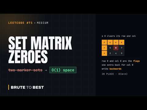 LeetCode #73: Set Matrix Zeroes — O(1) Space In Place