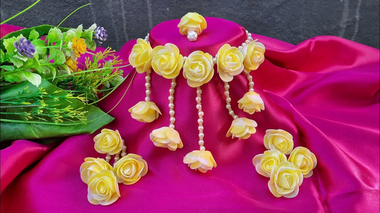 Trendy !! Flower Jewellery Making For Haldi !! Haldi Jewellery Making