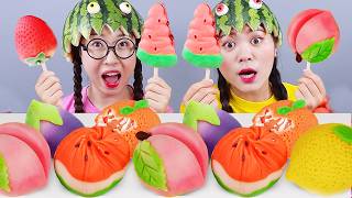 Gökkuşağı Meyveli Mochi Pirinç Keki Mukbang Dona
