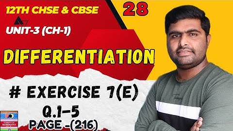 Oefening 7e Vraag 1-5 || Afgeleide door substitutie || Elementen van wiskunde Klas 12 Wiskundeopl...