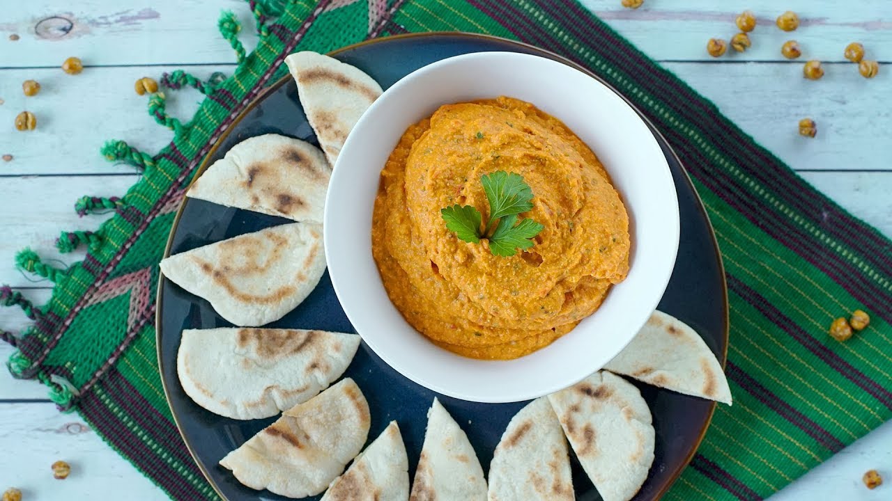 Spicy red pepper and feta hummus YouTube